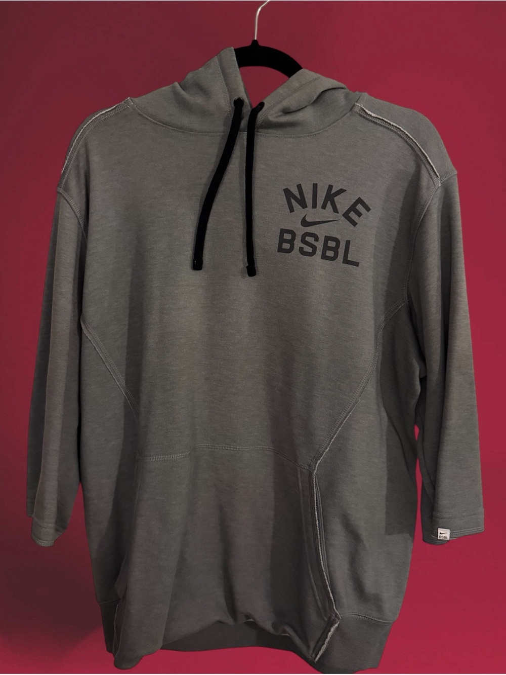 Nike Men's Gray BSBL 3/4 sleeve Hooded Sweatshirt